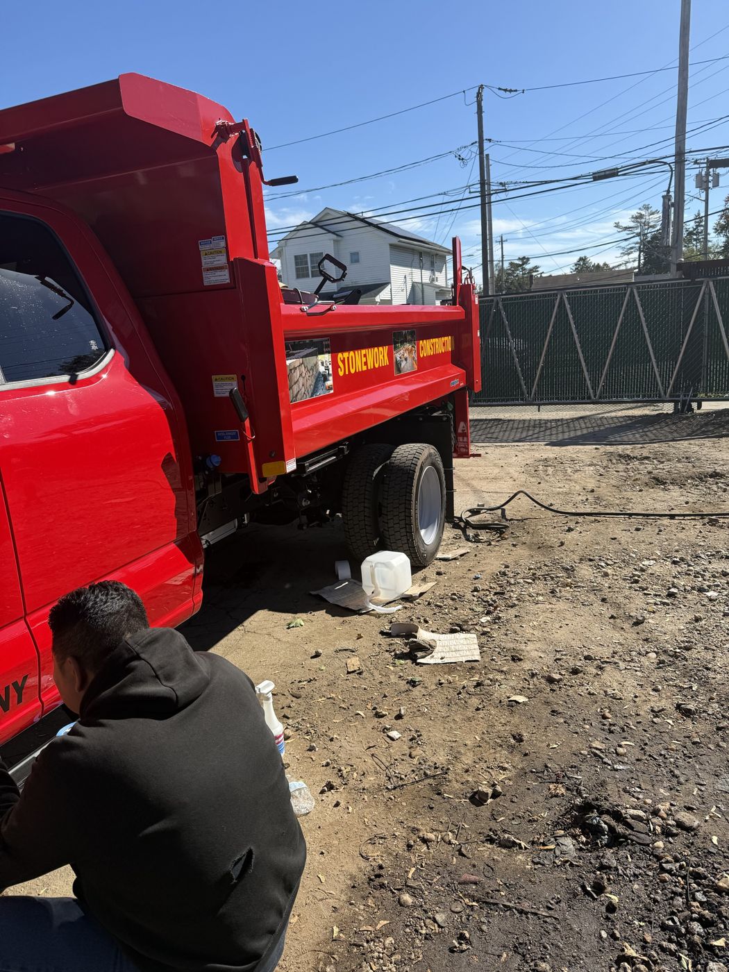 Dump truck lettering and photo panels
